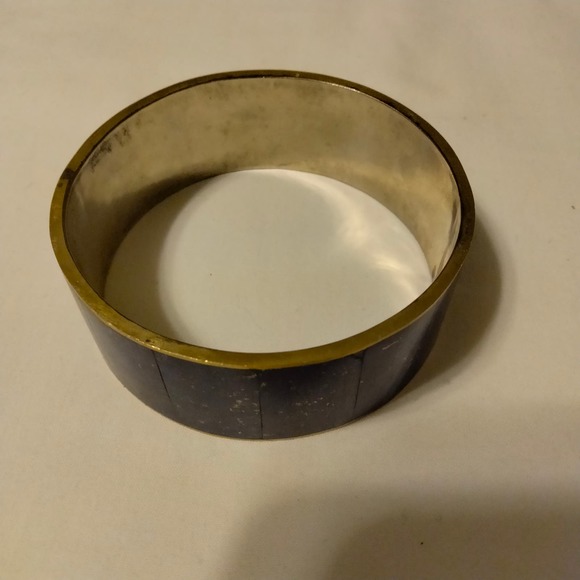 Iris Apfel & Bajalia Blue Lapis Lazuli Statement Bangle Bracelet - Picture 4 of 13